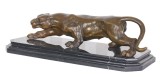 Leopard-statueta Art Deco din bronz cu soclu din marmura PAB038