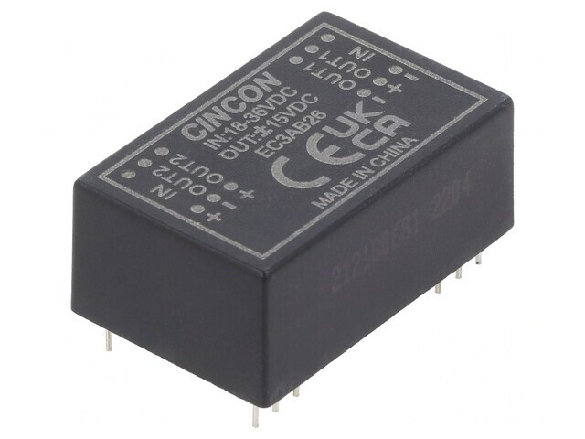 Convertor DC/DC 3W 18-36V 15VDC -15VDC THT EC3AB26