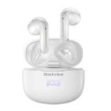 Casti wireless semi-in-ear Blackview AirBuds 7 TWS Alb cu cutie de incarcare, Display LED, Control tactil, Incarcare wireless, ENC, DNS