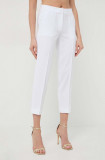 MICHAEL Michael Kors pantaloni femei, culoarea alb, drept, high waist