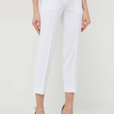 MICHAEL Michael Kors pantaloni femei, culoarea alb, drept, high waist