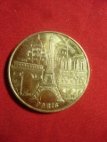 Medalie Suvenir -Paris si monumente ,bronz aurit ,d=3,4cm, Europa