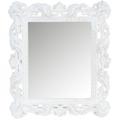 Oglinda de perete cu rama lemn alb patinat 20 cm x 30 cm foto
