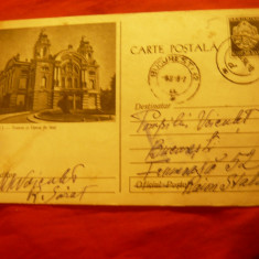 Carte Postala ilustrata - Cluj -Teatrul si Opera de Stat circulat 1958