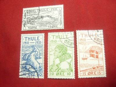 Serie mica tematica 1935-Thule 25 Ani -Colonie Danemarca (Groenlanda),4val.stamp foto