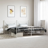 Cadru de pat metalic cu tablie, alb, 200x200 cm GartenMobel Dekor, vidaXL