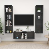 Cumpara ieftin Set de dulapuri TV, 3 piese, gri, lemn prelucrat