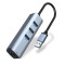 Adaptor pentru laptop, Mokeum, USB/RJ45, Argintiu