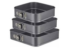 Set de 3 forme pentru copt, pătrate, 24/26/28 cm