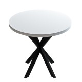 Cumpara ieftin Masa Kalipso din melamina alba cu picior metalic negru 70x70x75 cm