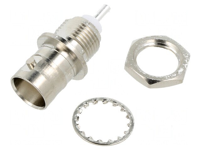Conector BNC soclu mamă drept 50&Omega; lipire PTFE argintat alamă