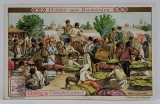 CARTOLINA DE COLECTIE , CU SCENA DE LA PIATA DE STRUGURI , ROMANIA , RECLAMA FABRICII LIEBIG , GERMANIA , PERIOADA INTERBELICA , CROMOLITOGRAFIE , TEX