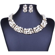 Set cercei + colier elegant din perle tip Efb nr.17