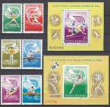 ROMANIA 1980 LP 1011 LP 1012 LP 1013 OLIMPIADA DE VARA MOSCOVA SERIE+COLITA+COLITA NEDANTELETA MNH, Nestampilat