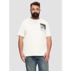 Tricou barbati big sizes din bumbac cu imprimeu abstract, croiala Regular Fit, Alb, 2XL