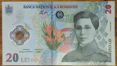 Romania - bancnota de colectie - 20 lei 2021 - Ecaterina Teodoroiu - circulata, stare f buna foto