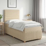 Cumpara ieftin Pat boxspring cu saltea cu headboard Crem 80 x 200 cm Tesatura