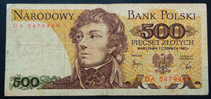 Bancnota 500 ZLOTI / ZLOTYCH - POLONIA anul 1982 * cod 81 = circulata