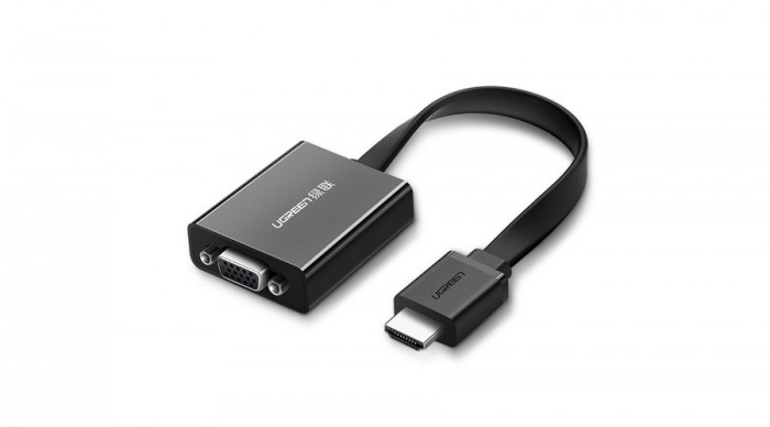 Ugreen Adaptor HDMI la VGA convertor micro USB audio cu mini-jack de 3,5 mm - negru (40248)