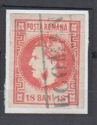 ROMANIA 1868 LP 24 REGELE CAROL I CU FAVORITI 18 BANI ROSU STAMPILA RECOMANDAT foto