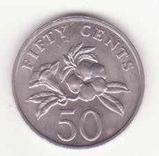 Singapore 50 Cents 1989 - ribbon upwards