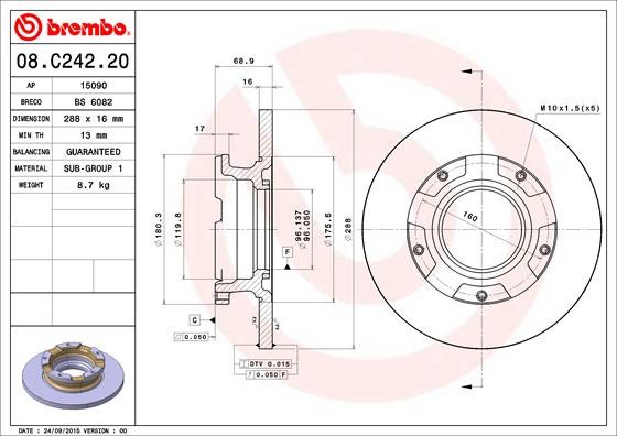 BREMBO 08.C242.20 PRIME LINE Disc frana