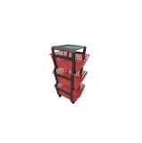 Raft depozitare cu roti, 3 cosuri, 41,5x29 cm , rosu