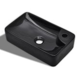 Cumpara ieftin Chiuveta de baie din ceramica cu gaura pentru robinet, negru
