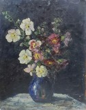Gheorghe Ionescu Doru - Vas cu Flori, Ulei pe Carton, 50x60 cm - Album Pictura