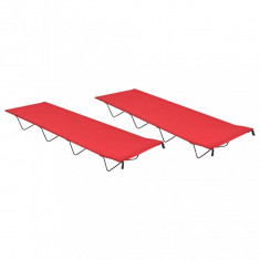 vidaXL Paturi camping, 2 buc. roșu, 180x60x19 cm, țesătură oxford&oțel