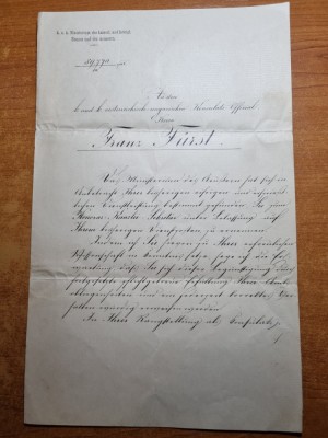 document in limba germana - austria,viena - din anul 1904 foto