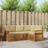 vidaXL Seturi de canapele 4 pcs Natural și Bej Lemn Solid de Acacia 3374733