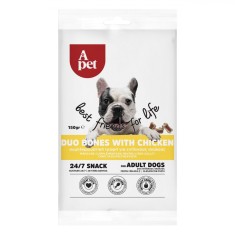 Gustări C&acirc;ini, Apet, Duo Bones, Pui, Capacitate 150g