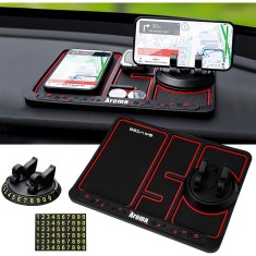 Covoras Pad/Suport Auto 4 in 1 Flippy, Anti alunecare Bord, Universal, Suport Auto Telefon, Tableta, Gps, Rotire 360 &amp;deg; Multifuntional, Numar telefon, foto