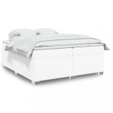 VidaXL Pat box spring cu saltea, alb, 200x200 cm, piele ecologică 3285226