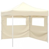 VidaXL Cort pliabil cu 2 pereți, crem, 3 x 3 m