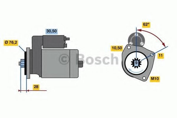 Starter AUDI Q7 (4L) (2006 - 2015) BOSCH 0 986 024 050