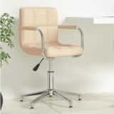 vidaXL Scaun de birou pivotant, crem, material textil