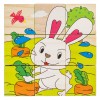 Cuburi Puzzle Lemn, Model Animale Ferma, 9 Piese, Multicolor, 10.3x10.3x3.5cm, Oem
