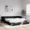 VidaXL Pat de zi cu extensie și sertare, negru, 100x200 cm, textil 3196621