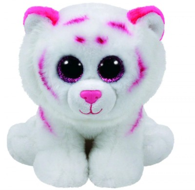 Plus Ty 24cm Beanie Babies Tabor Tigru Alb Roz foto