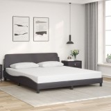 VidaXL Cadru de pat cu tăblie, gri, 180x200 cm, piele ecologică