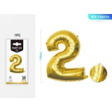 Baloane aniversare PartyGo cifra 2, 40cm, auriu