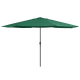VidaXL Umbrelă de soare de exterior, st&acirc;lp metalic, verde, 400 cm