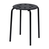 Taburet, 32 x 45 cm, plastic, structura otel, maxim 100 kg, Negru