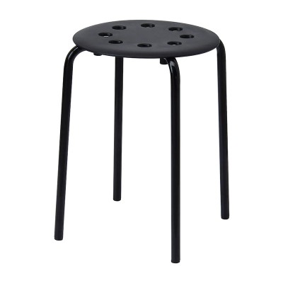 Taburet, 32 x 45 cm, plastic, structura otel, maxim 100 kg, Negru foto