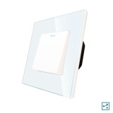 Intrerupator cap scara simplu Luxion LXD-MP002GF-W, incastrat, rama din sticla inclusa, alb