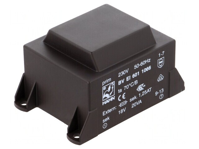 Transformator &icirc;ncapsulat 20VA 230VAC 18V 1112mA PCB