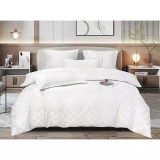 Cumpara ieftin Lenjerie de Pat, Jacquard Satinat cu Elastic, pentru Pat Dublu, 6 Piese, Alb - ION84