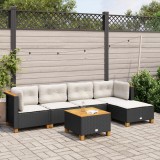 Cumpara ieftin Gossi set mobilier de gradina cu perne, 6 piese, negru, poliratan